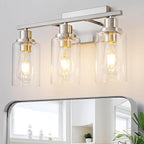 3 Light Bathroom Light Fixtures Brushed Nickel Vanity Light Over Mirror Modern by HCCZLighting
