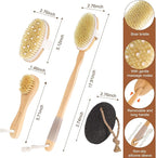 Dry Brushing Body Brush Set- Wooden Long Handle Body Brush Set - Image 2