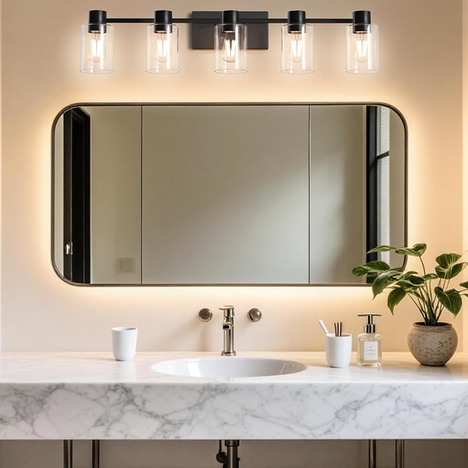 5-Light Modern Vanity Light Fixtures Over Mirror, Matte Black Bathroom Light - Image 8