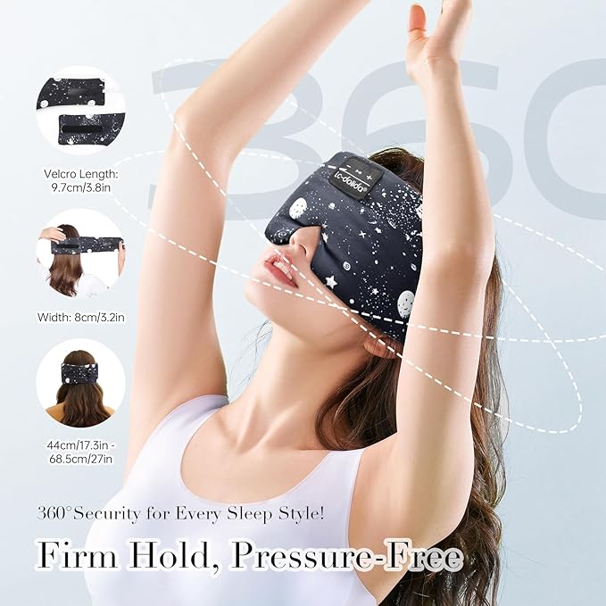 LC-dolida Sleep Mask with Bluetooth Headphones, Extra Large Silk Eye Mask - Image 5