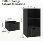 Outdoor Pool Towel Rack Cabinet, Rattan Wicker Pool Storage Bins Storage - Image 4