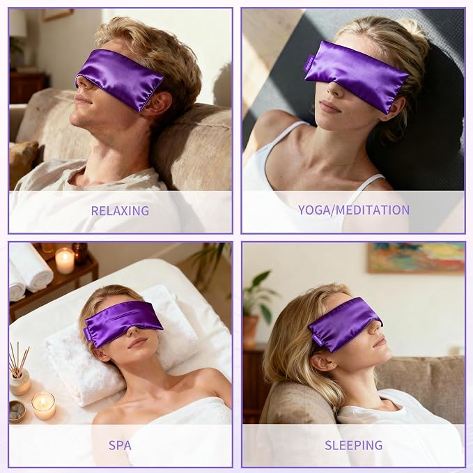 Lavender Eye Pillow for Relaxation, Washable Weighted Eye Mask - Image 5