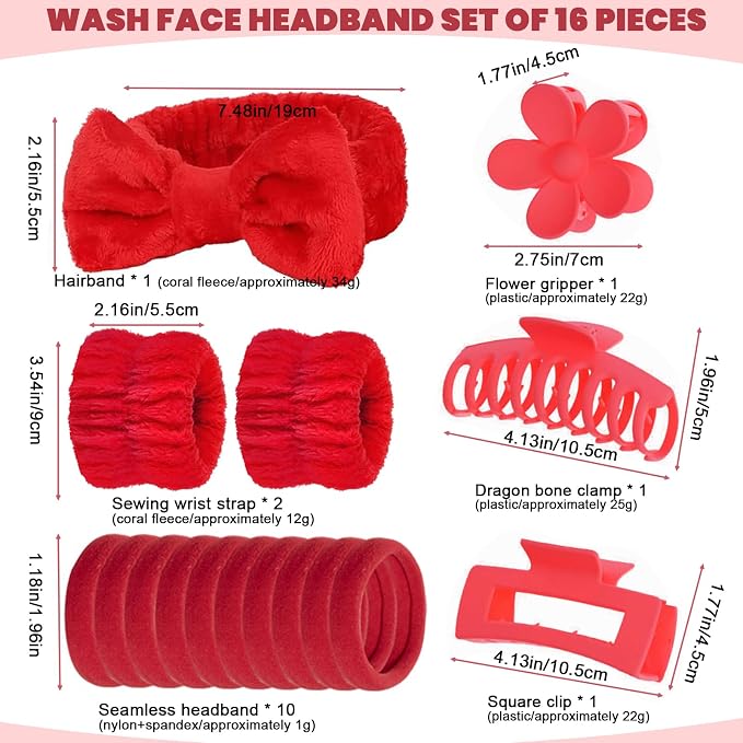 16 Pcs Skincare Headband Set, Face Washing Headband - Image 2