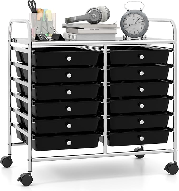 Giantex 12 Drawers Rolling Cart, Mobile Storage Drawer Cart, Classroom by Giantex
