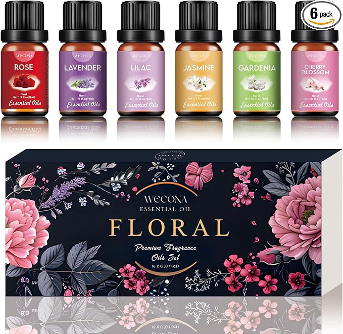 Floral Essential Oils Set for Diffusers & Candle Making by WECONA-NaturalRemedies