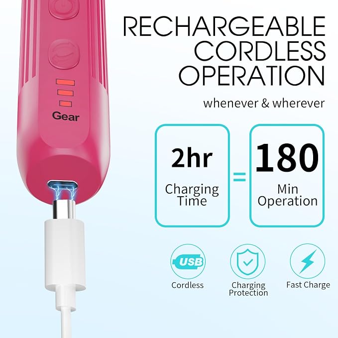 Professional Manicure Pedicure Kit -360° Light, Rechargeable Electric Nail Drill - Image 3
