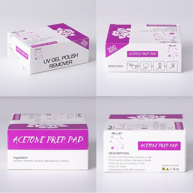 Gellen 400 Pack Nail Cleanser Pads and Acetone Nail Polish Remover Pad Kit - Image 2