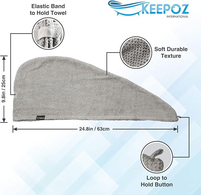 KEEPOZ Hair Towel Wrap Quick Dry 100% Cotton Super Absorbent Turban Head Wrap - Image 2