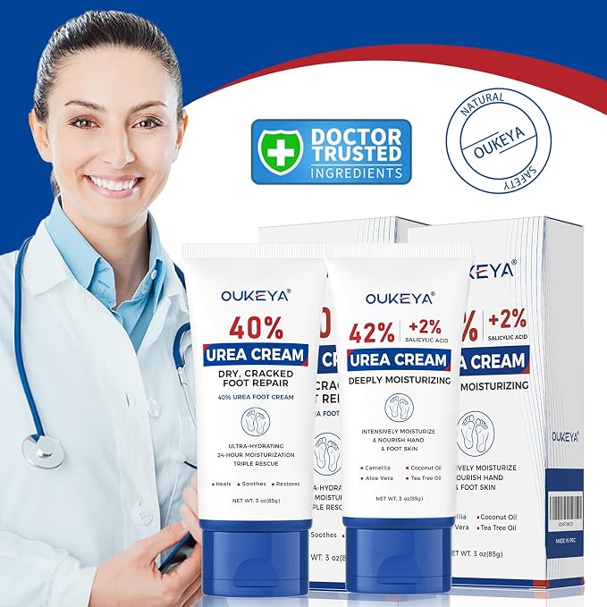 OUKEYA Urea Cream 40 Percent Tube 3 Oz, Foot & Hand Cream - Image 3