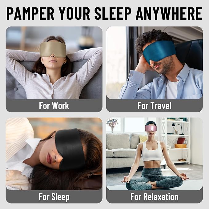 100% Mulberry Silk Sleep Mask, Large Eye Cover - Image 7