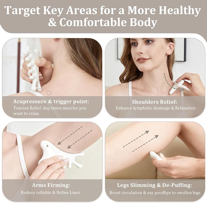 6-in-1 Ceramic Gua Sha Tool for Body & Face, Lymphatic Drainage, Trigger Point - Image 4