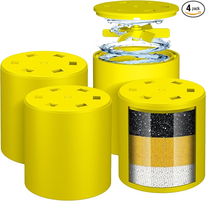 4 Pack Universal Shower Filter Cartridge- 99% Removes Chlorine, Heavy Metals by VeoryFly