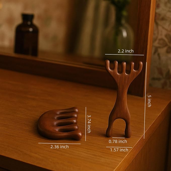 Natural Wooden Hair Growth Scalp Massager Comb - Image 6