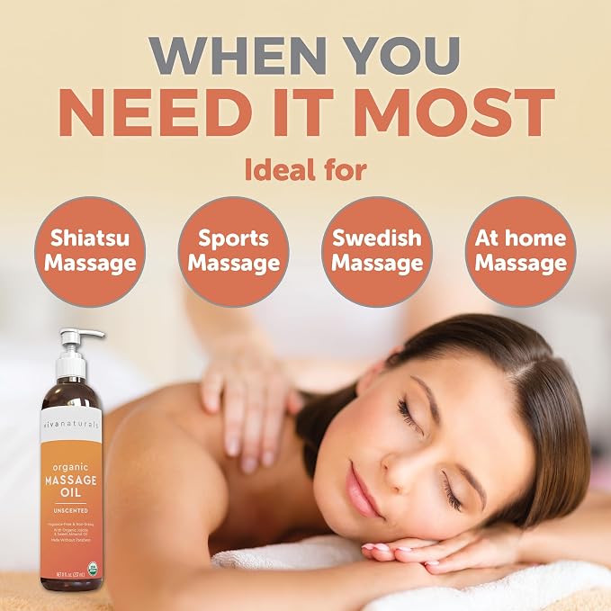Viva Naturals Organic Massage Oil, 8 fl oz – Non-Greasy, Certified Organic - Image 7