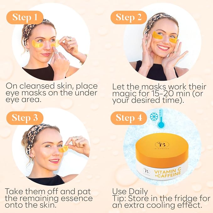BLOOMORA Vitamin C & Caffeine Under Eye Patches, Under Eye Mask - Image 6