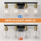 Bathroom Vanity Light, 4-Light Black and Gold Bathroom Light Fixtures - Image 6