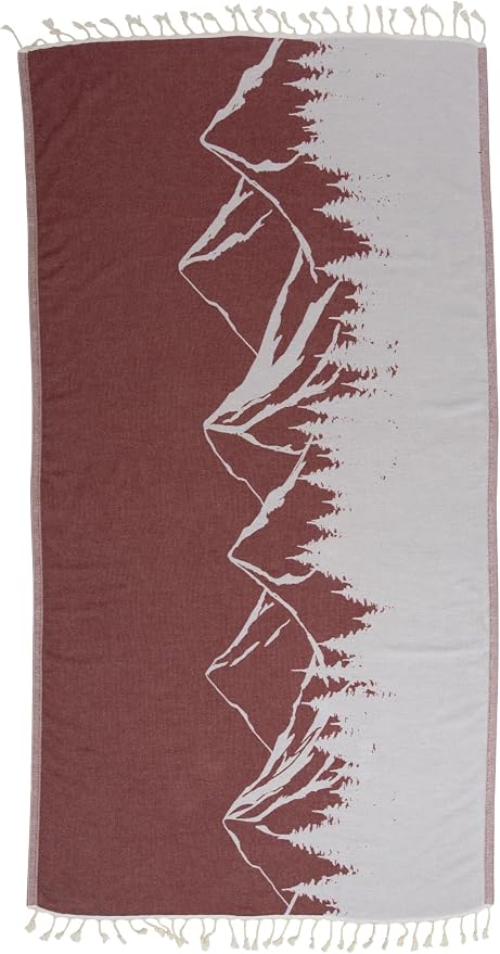 InfuseZen Turkish Towel with Mountain Landscape – 100% Organic Turkish Cotton by InfuseZen