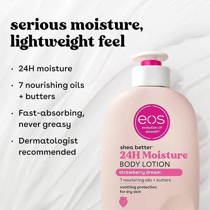 eos Shea Better Body Lotion Strawberry Dream, 24-Hour Moisture Skin Care - Image 4