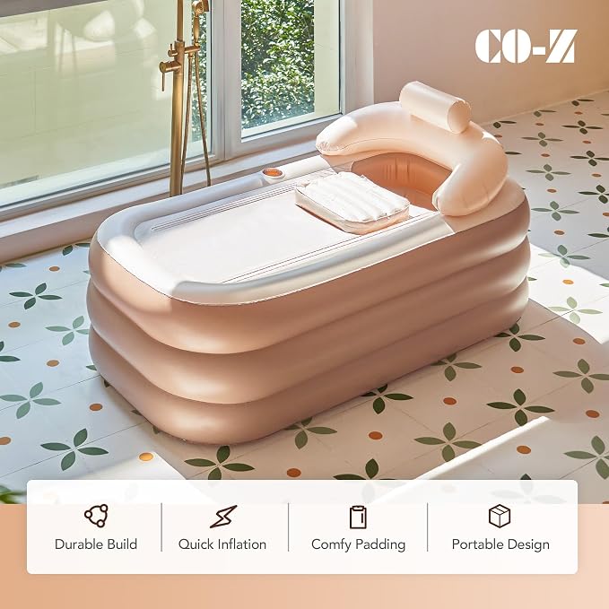 CO-Z Inflatable Bathtub with Electric Air Pump and Bath Pillow Headrest - Image 2