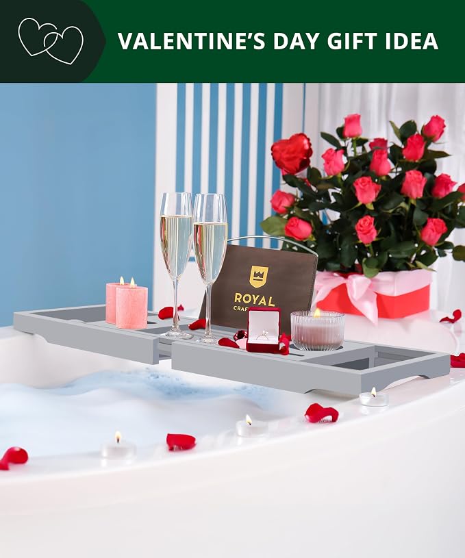 ROYAL CRAFT WOOD Premium Foldable Bathtub Tray Caddy - Image 9