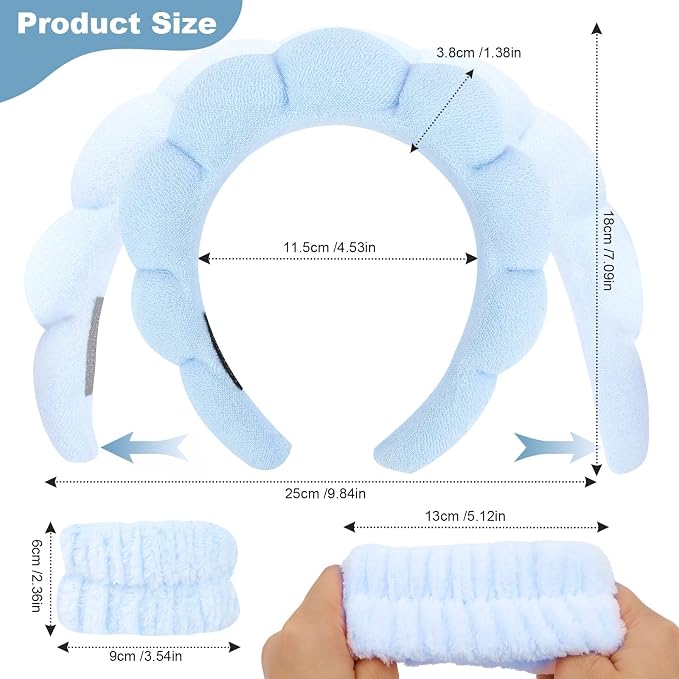 6Pcs Spa Set, Terry Cloth Headbands & Wrist Washbands - Image 2