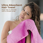 HOMEXCEL 2 Pack Large Microfiber Hair Towels Waffle Weave- 40 x 26.5 inches - Image 4