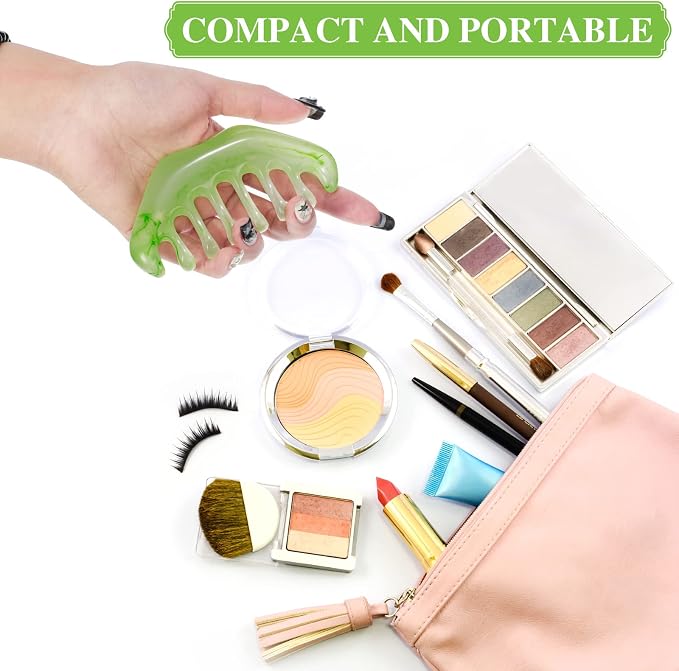 Geiserailie 2 Pcs Jade Combs Esthetician Supplies Massage Stone Hair Gua Sha - Image 5