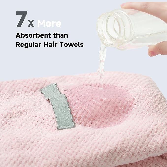 Microfiber Hair Towel Wrap for Women, Quick-Dry Turban, Ultra Absorbent & - Image 4
