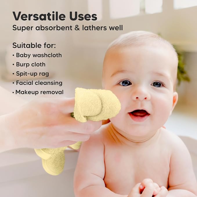 6-Pack Baby Washcloths – Soft Absorbent Viscose from Bamboo Washcloths - Image 6