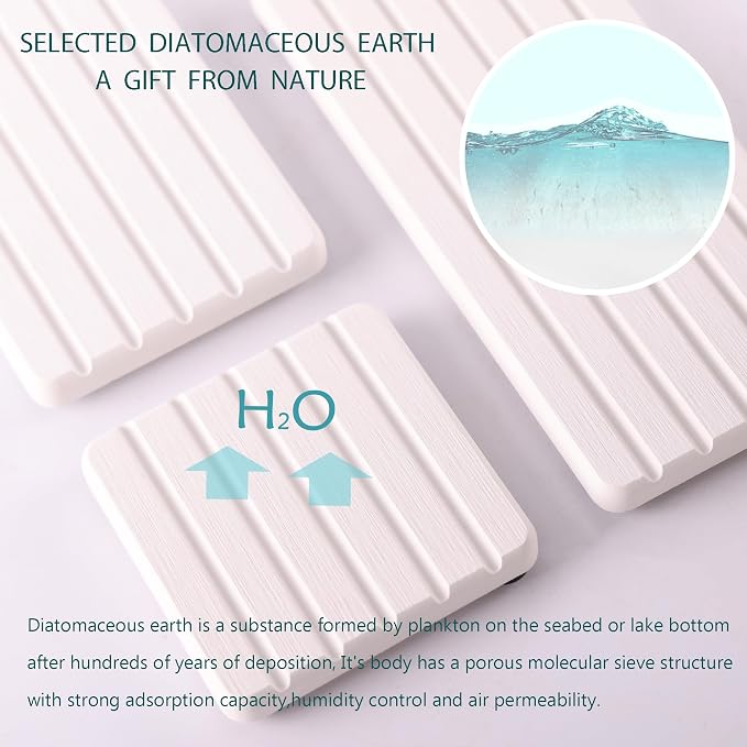 NiuYichee Set of 4 Water Absorbent Diatomite Coasters, Diatomaceous Earth - Image 2