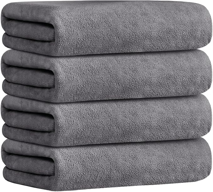JML Microfiber Towels, Bath Towel Set 4 Pack, Fast Drying Bathroom Towel by JML