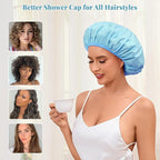 Shower Cap for Women Waterproof Reusable, Large Shower Cap Non-Slip - Image 5