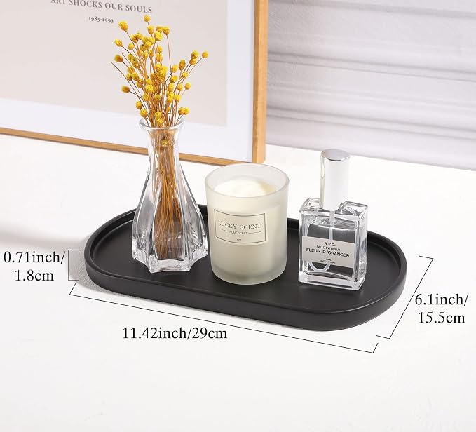 Luxspire Bathroom Vanity Tray for Countertop, Oval Kitchen Soap Dispenser and - Image 2