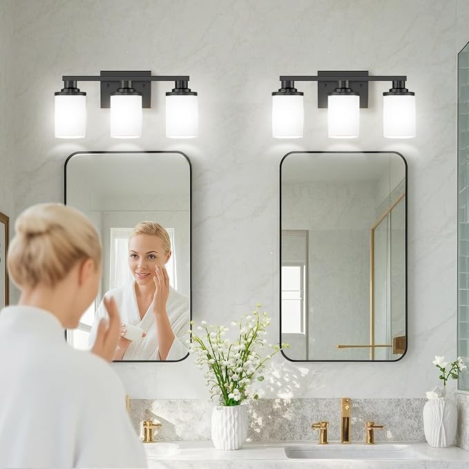 L LOHAS LED Black Bathroom Light Fixtures, 3-Light Vanity Light Over Mirror - Image 7