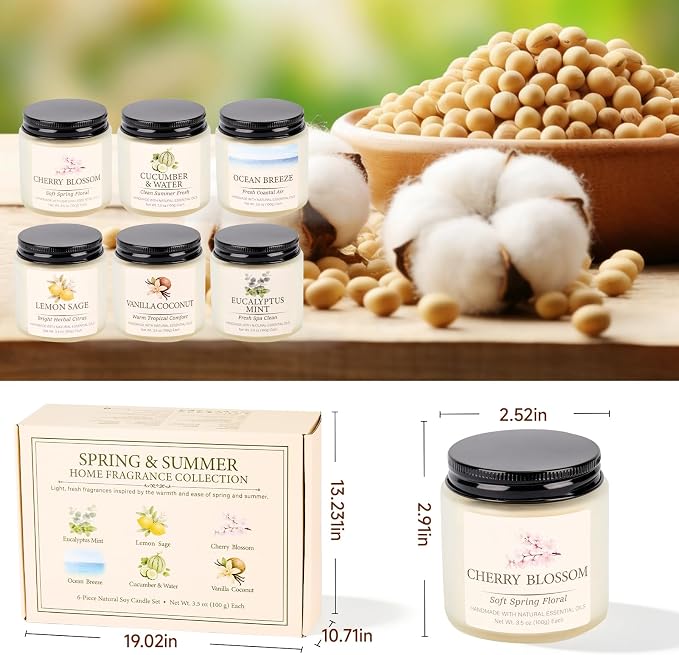 Spring Summer Scented Candles Set, Soy Candles - Image 6