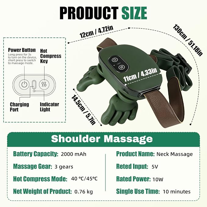 Shoulder & Neck Massager with Heat, 4D Kneading Neck Massager with Bionic - Image 6