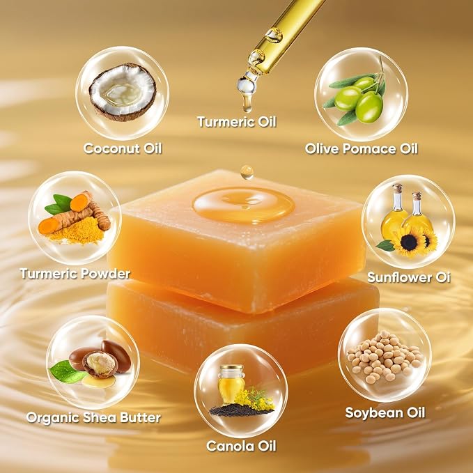 Turmeric Cleansing Pads 50 Pcs+Tumeric Soap Bar+Tumeric Face Wash - Image 4