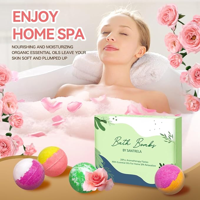 Bath Bombs for Women Gift Set, 20 Organic Bath Bombs - Image 5