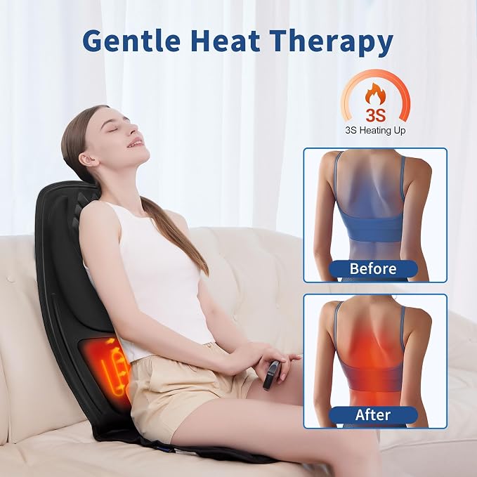 Back Massager with Heat with 8 Motors, Massage Chair Pad, Seat Massager with - Image 3