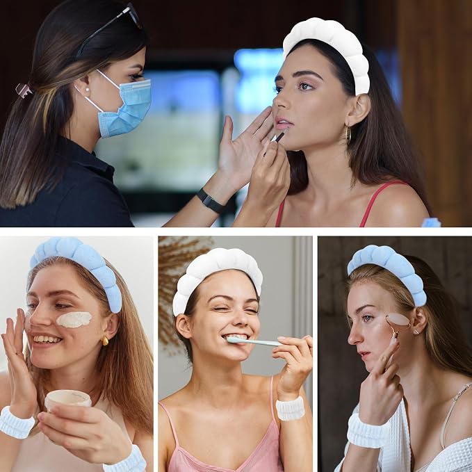 6Pcs Spa Set, Terry Cloth Headbands & Wrist Washbands - Image 5