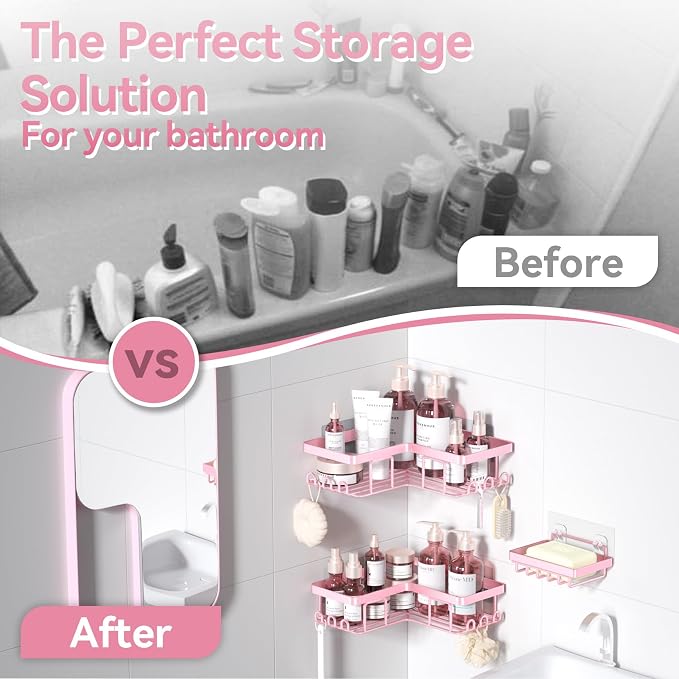 YASONIC Corner Adhesive Shower Caddy, - Image 8
