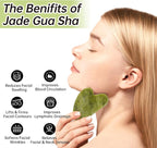 Jade Gua Sha and Face Roller, Real Jade Gua-Sha Stone Facial Tools Set - Image 2