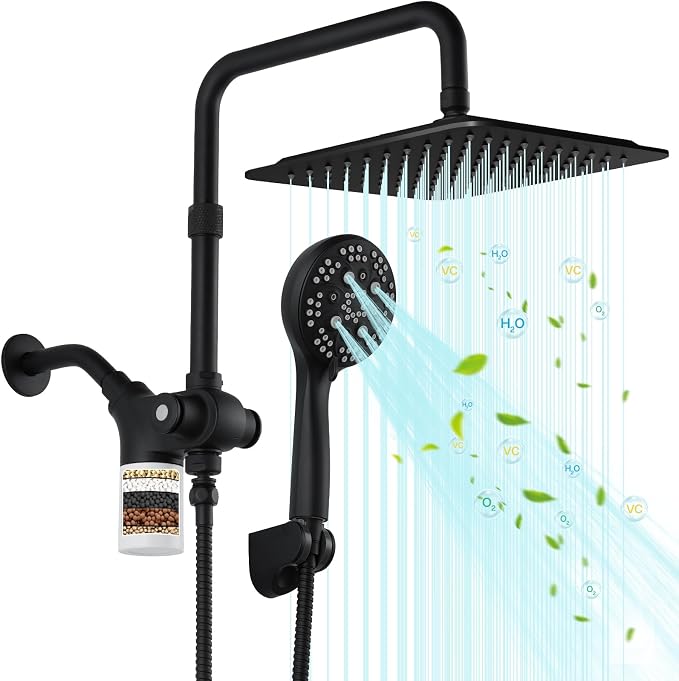 VXV 10 inch Filtered Shower Head, 7 Settings High Pressure Dual Shower Heads by VXV