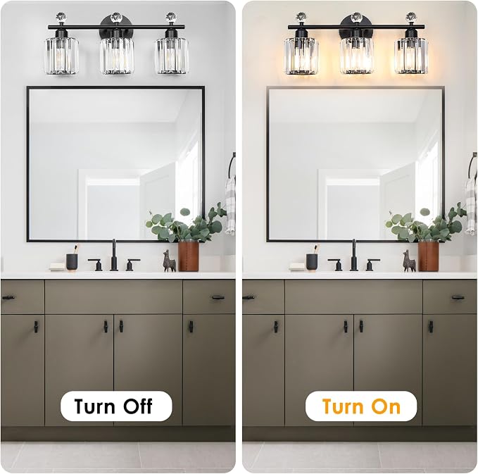 Modern 3 Light Crystal Vanity Light, Crystal Bathroom Light Fixtures, Compatible - Image 5