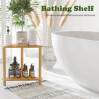 Bamboo Corner Shower Stool, 2-Tier Waterproof Shower Stool - Image 4