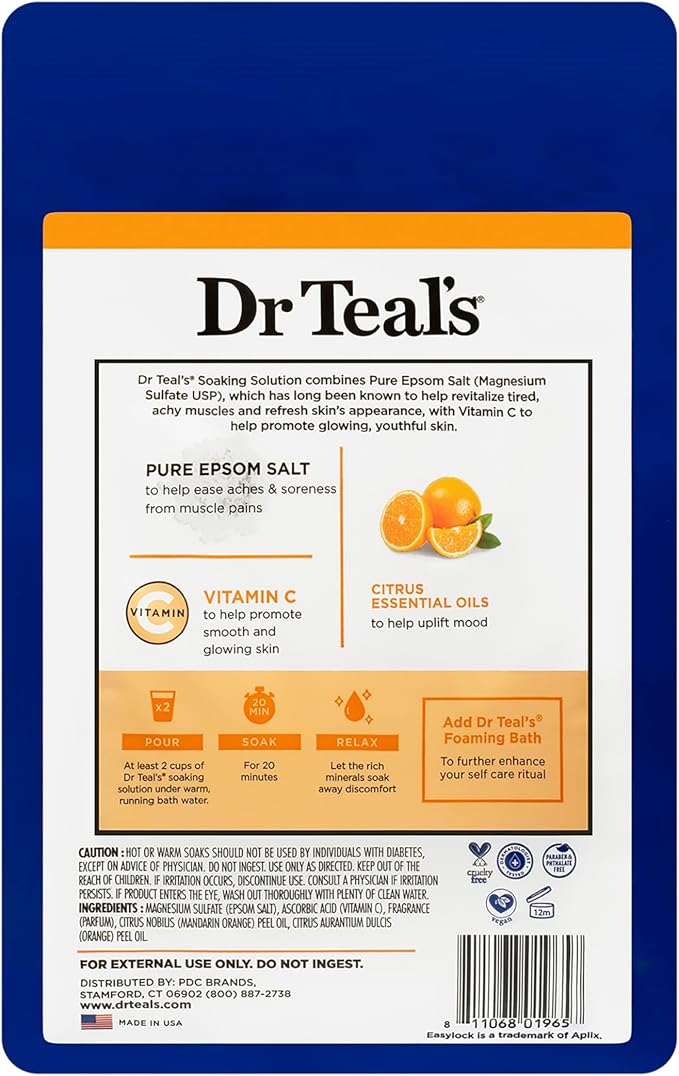 Dr Teal's Pure Epsom Magnesium Salt Soak, Glow & Radiance - Image 2