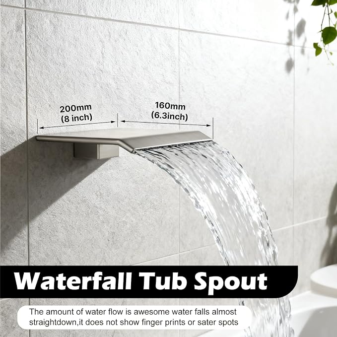 Midanya Shower System with Tub Spout, Bathtub Shower Faucet Set with Square - Image 3