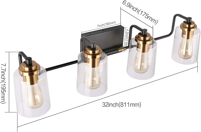 SOLFART Vintage 4 Light Bathroom Vanity Light Bathroom Light Fixtures Over - Image 6