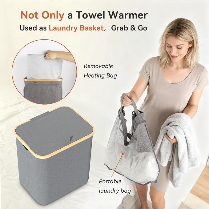 Towel Warmer & Laundry Basket 2-in-1, Foldable Towel Warmer - Image 6