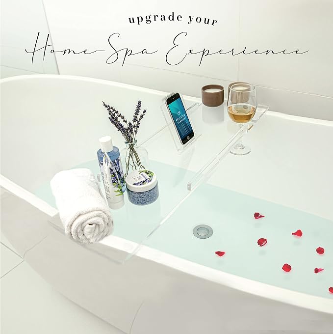 34" Supreme - Clear Acrylic Bathtub Tray Caddy Tub Shelf, Spa Board Luxury - Image 2